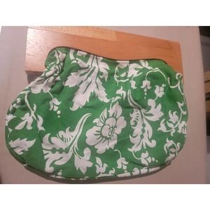 Green and white hand bag